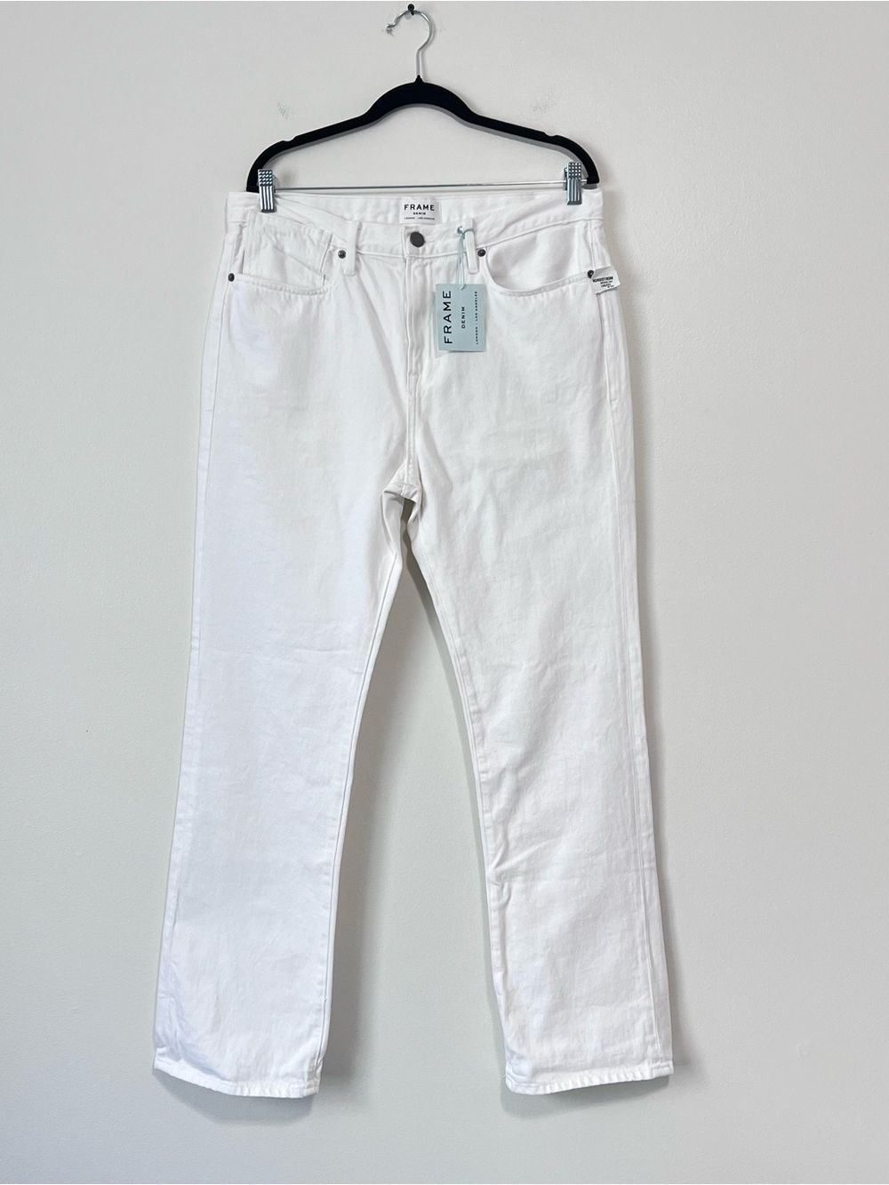 FRAME Denim Le High Oversized Cuffed Straight Leg White Jeans 31 NWT - Picture 2 of 11